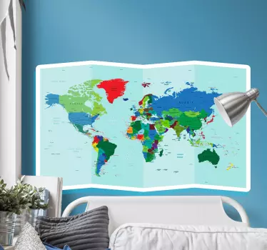 Naklejka ścienna mapa świata Kolorowe państwa - TenStickers