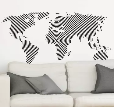 Naklejka Mapa świata linie papilarne - TenStickers