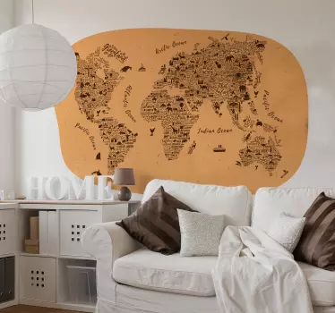 Naklejka ścienna Mapa świata vintage - TenStickers