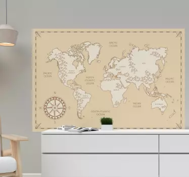 Naklejka ścienna Mapa świata vintage z  kontynentami - TenStickers