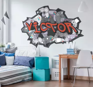 Naklejka ścienna miejska Polecenia konsoli graffiti - TenStickers