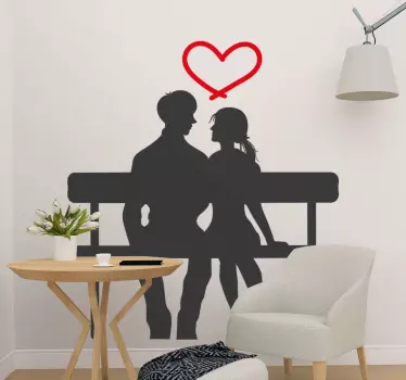 Naklejka ścienna miłość Para na ławce - TenStickers