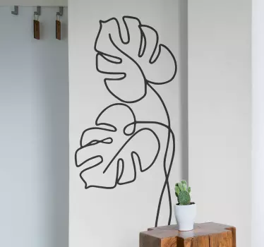 Naklejka na ścianę do salonu Minimalistyczny liść monstera - TenStickers