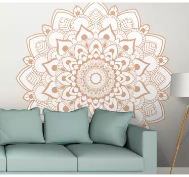 Naklejka ścienna mur Kremowa mandala - TenStickers