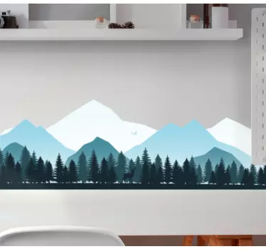 Naklejka ścienna natura Sylwetka góra z drzewami - TenStickers