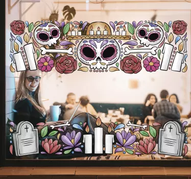 Naklejka na szybę w czaszki mesykańskie - TenStickers