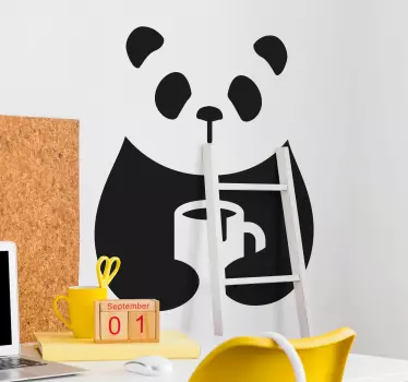 Naklejka ścienna Panda pije kawę - TenStickers