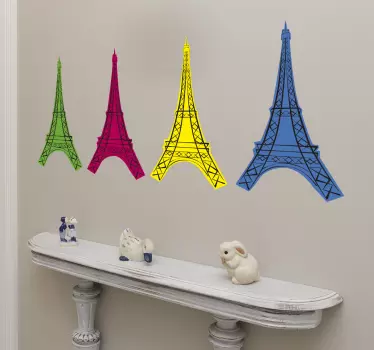 Naklejka ścienna Paryż Eiffel pop art - TenStickers