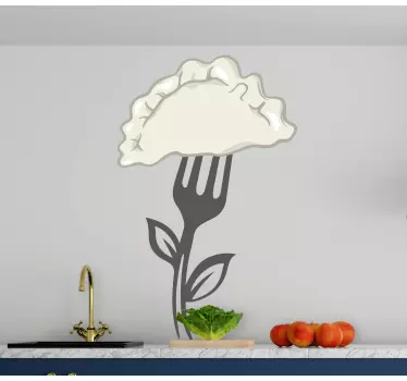 Naklejka na ścianę do kuchni pierogi na widelcu - TenStickers