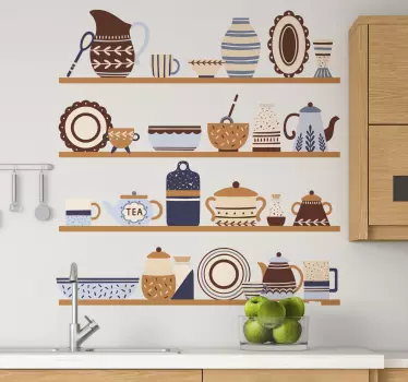 Naklejka na ścianę do kuchni - półki kuchenne - TenStickers