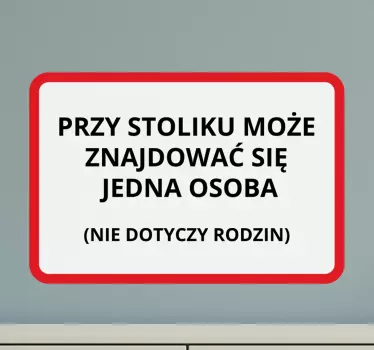 Naklejka ścienna polskie napisy Jedna osoba przy stole - TenStickers