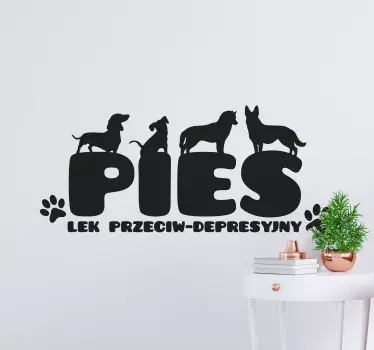 Naklejka ścienna polskie napisy Pies na depresję - TenStickers