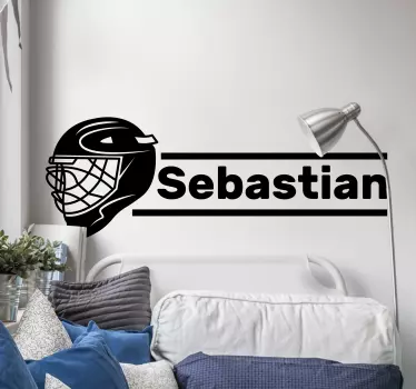 Naklejka ścienna sport kask hokejowy z imieniem - TenStickers