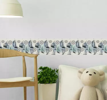 Naklejka ścienna szlaczki elementy morskie - TenStickers