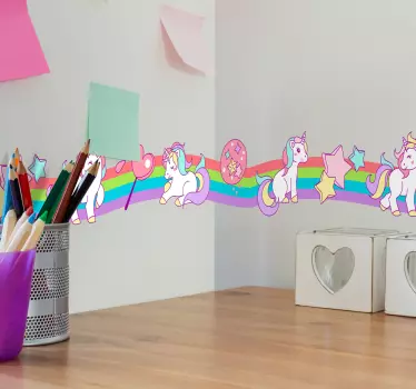 Naklejka ścienna szlaczki jednorożce - TenStickers