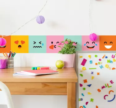Naklejka ścienna szlaczki kolorowe buźki - TenStickers