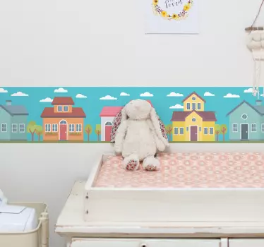 Naklejka ścienna szlaczki Pastelowe domy - TenStickers