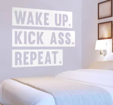 Naklejka ścienna wake up kick ass repeat - TenStickers