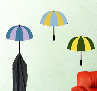 Naklejka ścienna z trzema parasolami - TenStickers