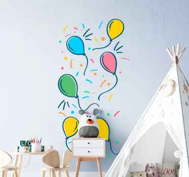 Naklejka ścienna zabawki Balon z konfetti - TenStickers