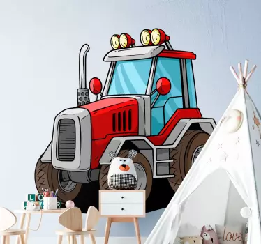 Naklejka ścienna zabawki Duży czerwony traktor - TenStickers