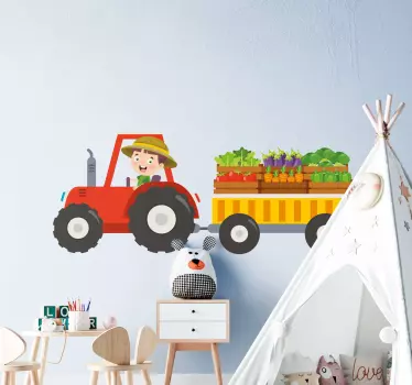 Naklejka ścienna zabawki Mały rolnik na traktorze - TenStickers