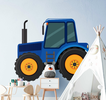 Naklejka ścienna zabawki Niebieski traktor - TenStickers