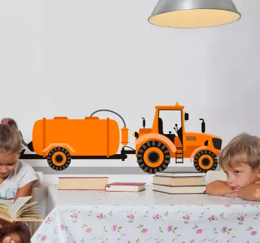 Naklejka ścienna zabawki Rolnik w ciągniku do orki - TenStickers