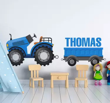 Naklejka na ścianę dla dzieci spersonalizowany traktor - TenStickers