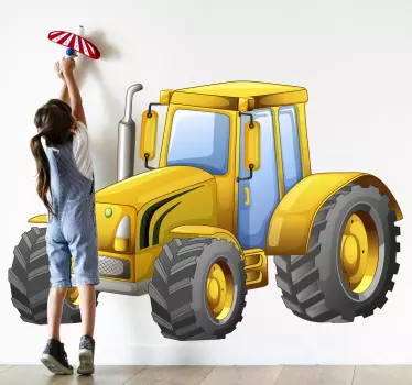 Naklejka ścienna zabawki żółty duży traktor - TenStickers
