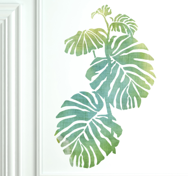Naklejki na ścianę do salonu monstera zielone liście - TenStickers