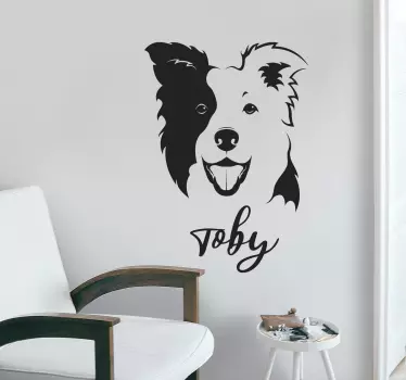 Naklejka ścienna zwierzęta domowe Białe imię collie - TenStickers