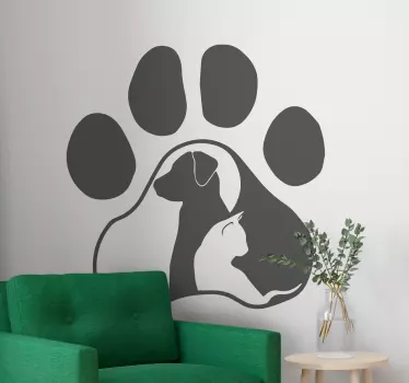 Naklejki na ścianę do salonu zwierzęta Kot i pies łapy - TenStickers
