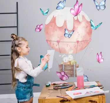 Naklejka na ścianę balon z motylami - TenStickers