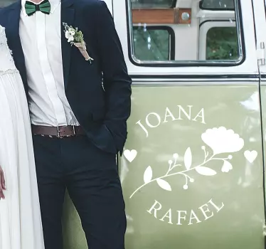 Duża naklejka ślubna na samochód dla pary młodej - TenStickers
