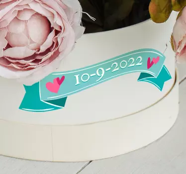 Naklejka ślubna wstążka personalizowana - TenStickers