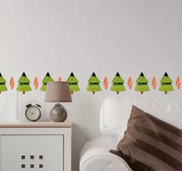 Naklejka świąteczna zestaw choinek - TenStickers