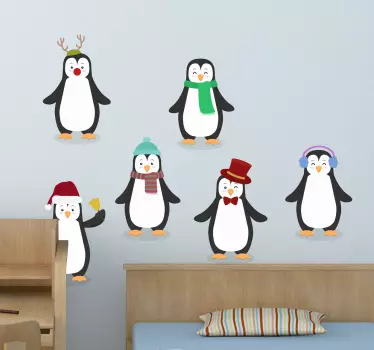 Naklejka świąteczne pingwiny - TenStickers