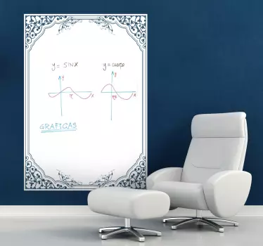 Naklejka biała tablica klasyczna ramka - TenStickers
