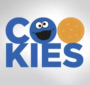 Naklejka tekst COOKIES ciasteczkowy potwór - TenStickers