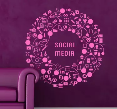 Naklejka wieniec social media - TenStickers