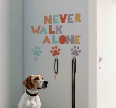 Naklejka wieszak na smycz dla psa z napisem - TenStickers