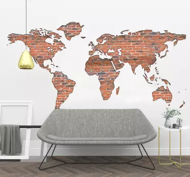 Naklejka winylowa mapa świata cegły - TenStickers