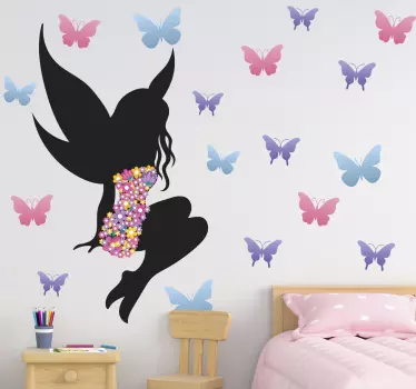 Naklejka wróżka na ścianę Wróżka z motylami - TenStickers
