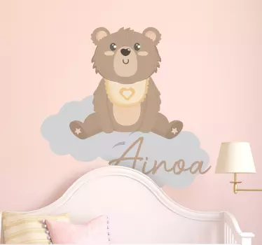 Naklejka z imieniem dziecka i niedźwiadkiem - TenStickers