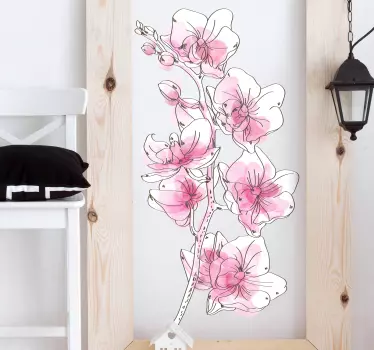 Naklejka na ścianę do sypialni Akwarelowa orchidea - TenStickers