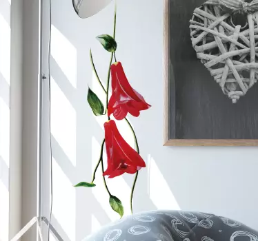 Naklejka na ścianę do sypialni czerwone kwiaty - TenStickers