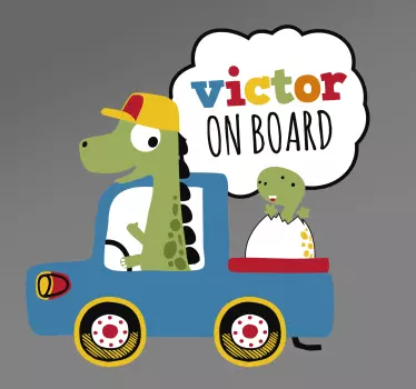 Naklejka na auto dziecko na pokładzie Dinozaur - TenStickers