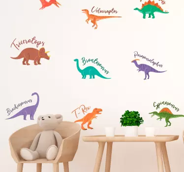 Naklejka na ścianę dla dzieci Dinozaury z nazwami - TenStickers