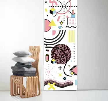 Okleina na drzwi w stylu Memphis - TenStickers